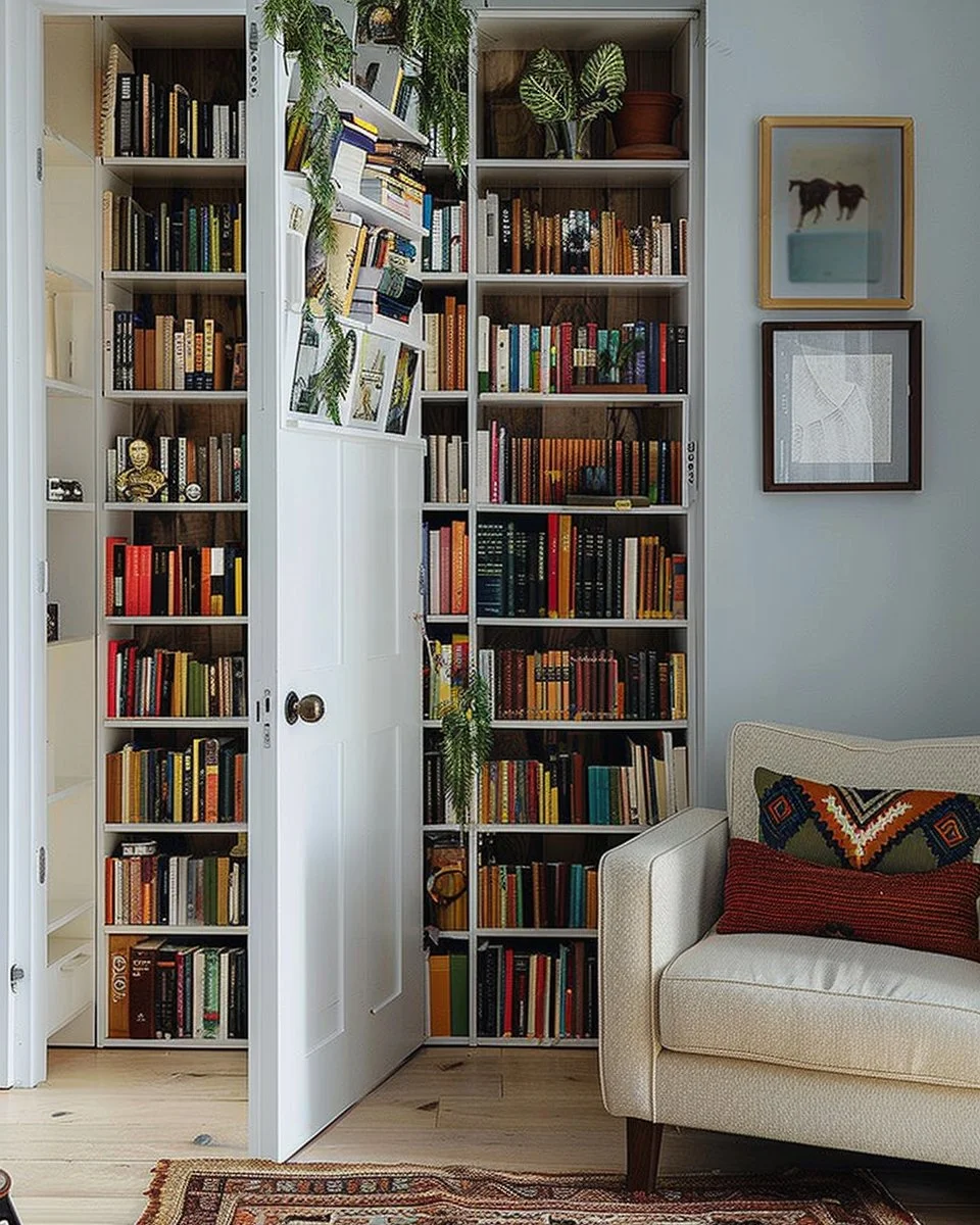 Creative book storage ideas for a mini library setup at home.